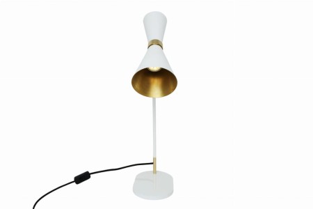 Shanti biało złota lampa stołowa mosiężna