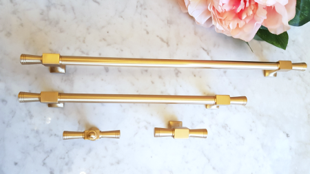 relingi uchwyty meblowe złote satynowe z mosiądzu szczotkowanego