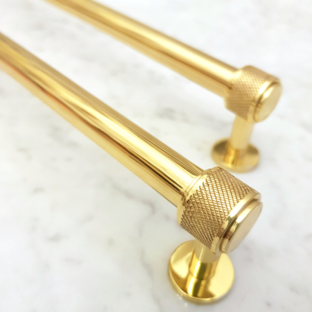 relingi uchwyty meblowe złote z moletką mosiądz połysk