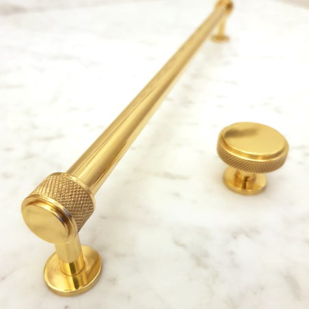 złoty reling RM310 i gałka z moletką krateczką