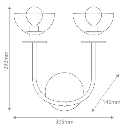 wymiary kinkiet Sylvia 2 czarny