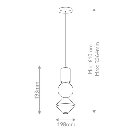wymiary Lampa BIJOU 3 kolory