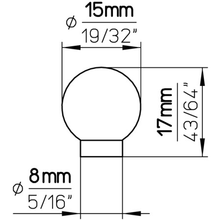 gałka meblowa Milo stal 15 mm wymiary