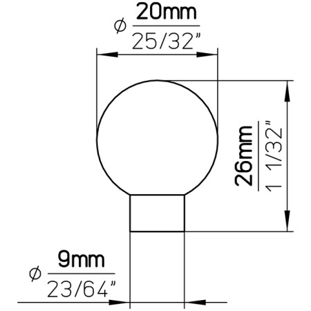 gałka meblowa Milo stal 20 mm wymiary