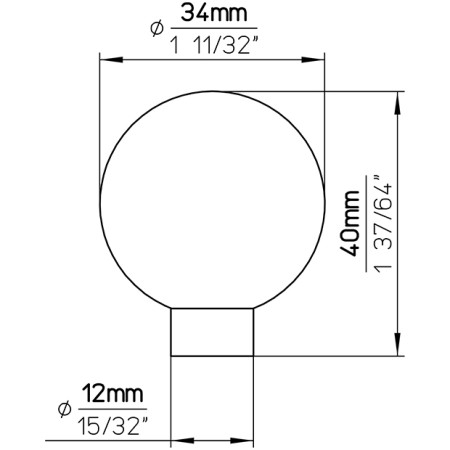gałka meblowa Milo stal 34 mm wymiary