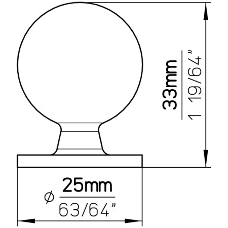 gałka meblowa Milo base stal 25 mm wymiary