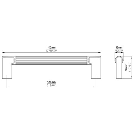uchwyt reling meblowy 2591 złoty mat 128 mm wymiary
