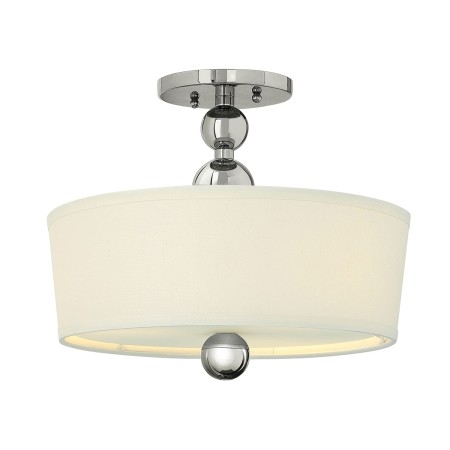 lampa plafon Zelda polerowany nikiel klosz len ecru