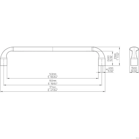 Uchwyt reling meblowy 2442 160mm antracyt polerowany wymiary