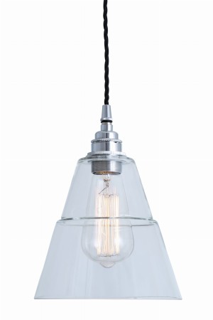Szklana lampa wisząca z chromem