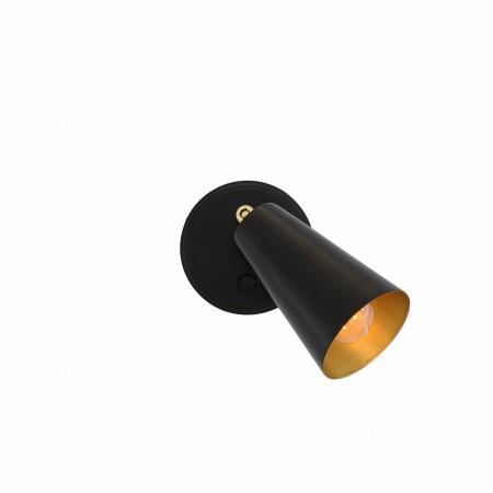 Lampa ścienna Cashel czarno złota mosiężna