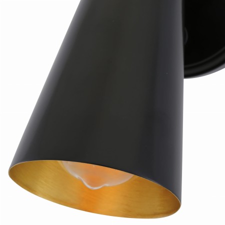 Lampa ścienna Cashel złota z czarnym kloszem stożek