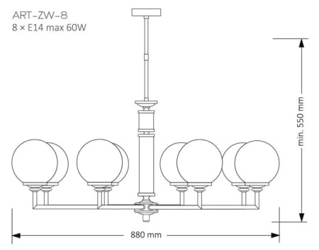 żyrandol złoty  Arte Glass złoty art-zw-8