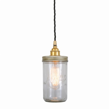 Lampa wisząca Denali słoik vintage satynowy mosiądz