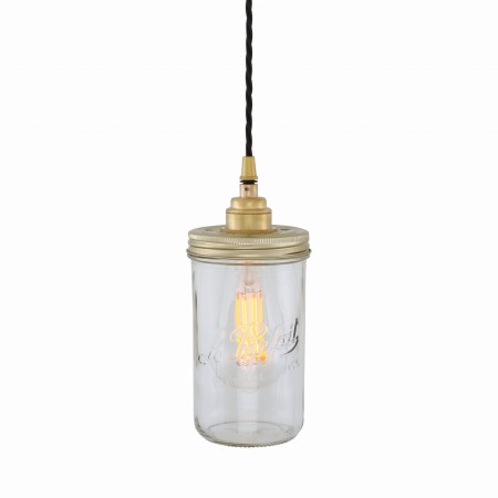 Lampa wisząca Denali słoik z elementami mosiądzu do restauracji