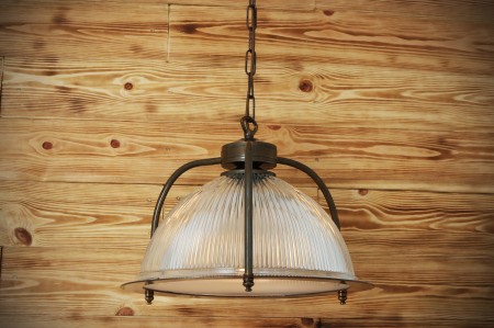 lampa wisząca Garonna z kloszem z ryflowanego szkła
