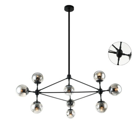 Lampa wisząca Fraser Black, opalowe szkło