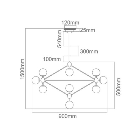 Obrazek techniczny lampy wiszącej Fraser Black