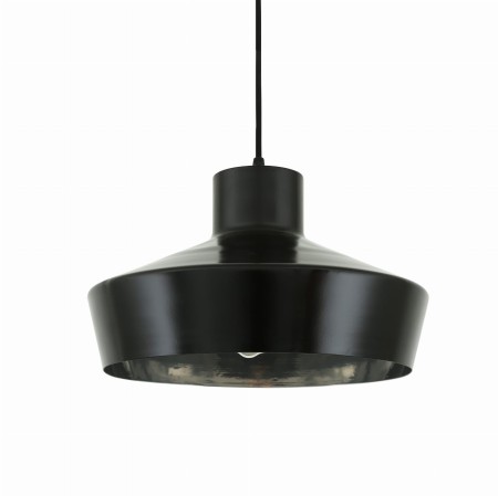 Lampa wisząca Kasjo, czarne z chromowanym wnętrzem