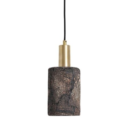 Ceramiczna lampa wisząca z mosiężnym wykończeniem w kolorze satyny