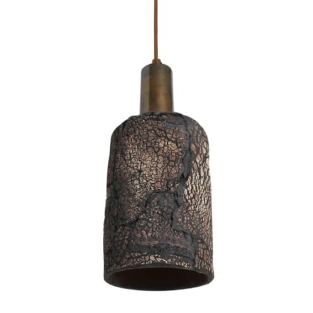 Ceramiczna lampa wisząca Ceramic z mosiężnym wykończeniem w kolorze antycznego mosiądzu