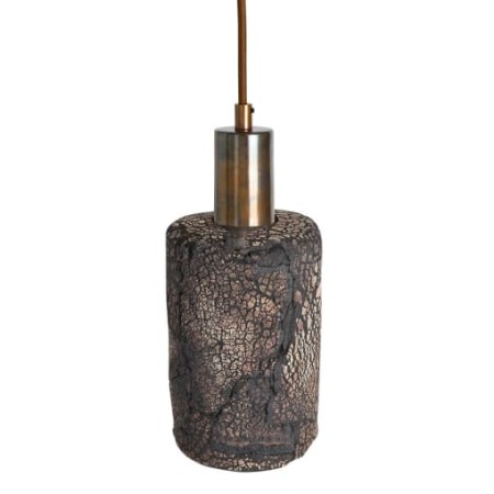 Ręcznie malowana ceramiczna lampa wisząca z mosiężnym wykończeniem w kolorze antycznego mosiądzu