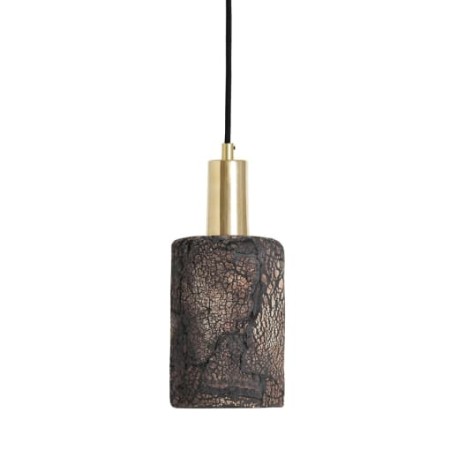 Ceramiczna lampa wisząca Ceramic z mosiężnym wykończeniem w kolorze polerowanego mosiądzu