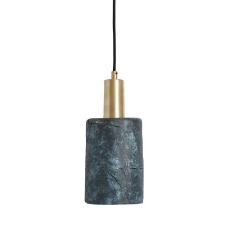 Niebieska ceramiczna lampa wisząca Ceramic z mosiężnym wykończeniem w kolorze satynowego mosiądzu