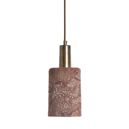 Czerwona ceramiczna lampa wisząca Ceramic z mosiężnym wykończeniem w kolorze antycznego mosiądzu