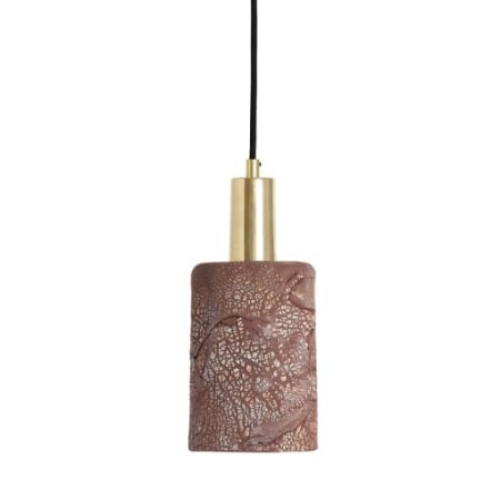 Czerwona ceramiczna lampa wisząca Ceramic z mosiężnym wykończeniem w kolorze polerowanego mosiądzu