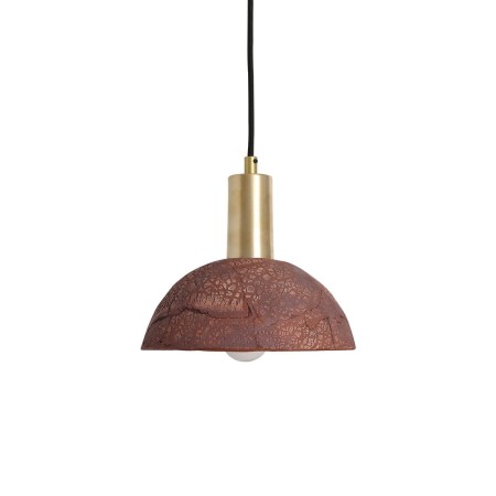 Lampa ceramiczna czerwona z mosiężnym wykończeniem