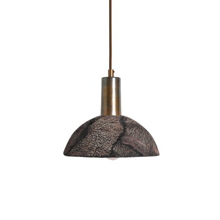 Lampa wisząca ceramiczna czarna z mosiężnym wykończeniem
