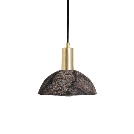 Lampa wisząca ceramiczna czarna z mosiężnym wykończeniem