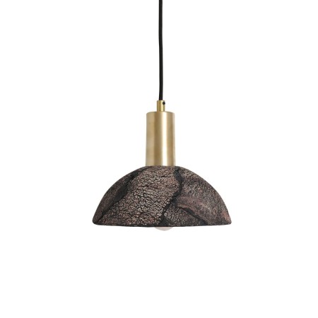 Lampa wisząca ceramiczna czarna z mosiężnym wykończeniem