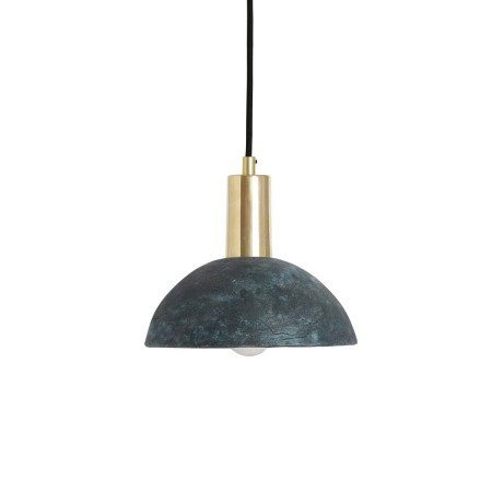 Lampa wisząca ceramiczna niebieska z mosiężnym wykończeniem