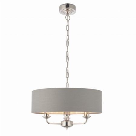 Lampa wisząca Flamenco Bright Nickiel S z zapalonym światłem