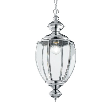 Lampa wisząca na kształt latarenki w chromie