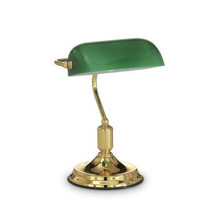 Lampa stołowa bankierka złoto zielona