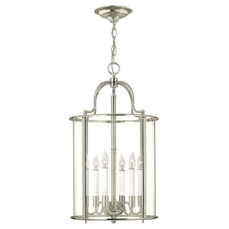 Duża lampa wisząca Gentry L polerowny nikiel latarenka
