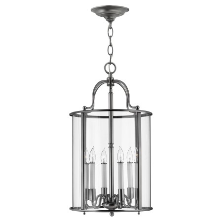 Duża lampa wisząca latarnia Gentry L starzony chrom