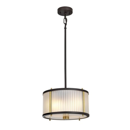 Lampa wisząca Oscar S ciemny brąz i złoto zapalone światło