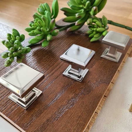 gałki kwadratowe srebrne GM118 z mosiądzu