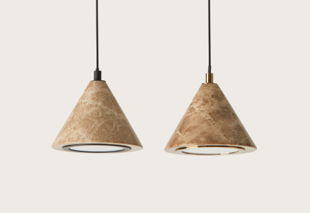 lampa iconic z brązowym marmurem złota i czarna aromas