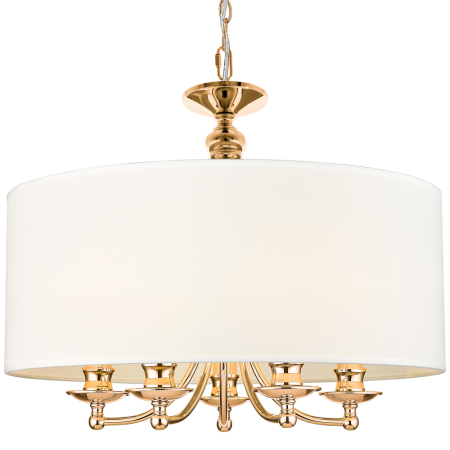 lampa wisząca złota Abu Dhabi 5 ramienna z białym abażurem_p05896au-wh
