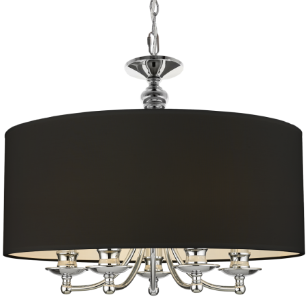 lampa wisząca srebrna Abu Dhabi 5 ramienna z czarnym abażurem p05697ch-bk