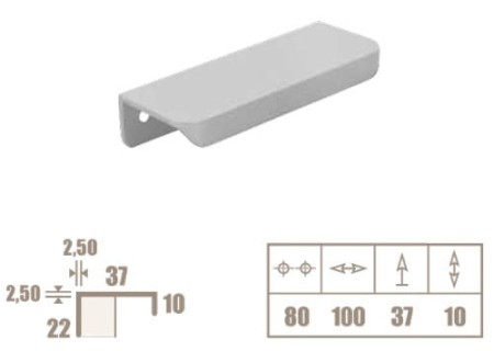 uchwyt-krawedziowy flat-nakladany- 100 mm wymiary