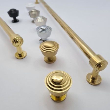 gałki meblowe mosiężne Gm108 i relingi Rm308