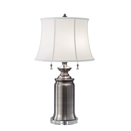 lampa stołowa z abażurem niska nikiel Stateroom