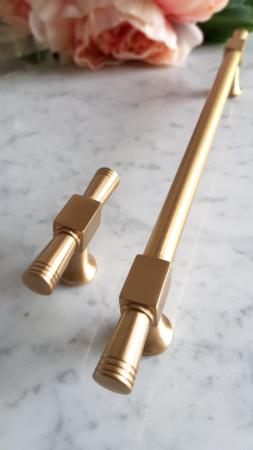 reling do mebli  GM306 i uchwyt RM114 mosiądz satyna złoto szczotkowane