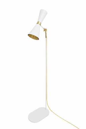 lampa stojąca Shanti biało złota mosiężna